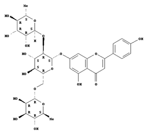 5-Hydroxy-2-(4-hydroxyphenyl)-4-oxo-4H-chromen-7-yl 6-deoxy--L-mannopyranosyl-(1->2)-[6-deoxy--L-mannopyranosyl-(1->6)]--D-glucopyranoside