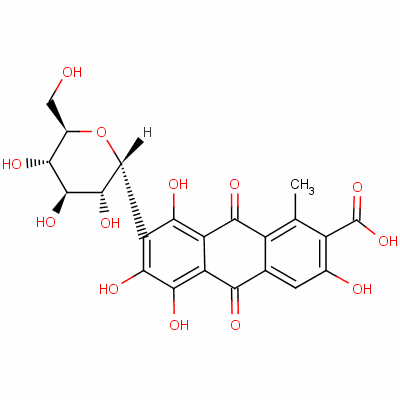 2-Anthracenecarboxylicacid, 7-b-D-glucopyranosyl-9,10-dihydro-3,5,6,8-tetrahydroxy-1-methyl-9,10-dioxo-