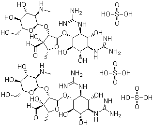 D-Streptamine,O-2-deoxy-2-(methylamino)-a-L-glucopyranosyl-(1®2)-O-5-deoxy-3-C-formyl-a-L-lyxofuranosyl-(1®4)-N1,N3-bis(aminoiminomethyl)-, sulfate (2:3)