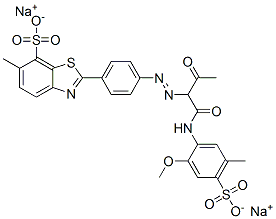 disodium;2-[4-[[1-(2-methoxy-5-methyl-4-sulfonatoanilino)-1,3-dioxobutan-2-yl]diazenyl]phenyl]-6-methyl-1,3-benzothiazole-7-sulfonate