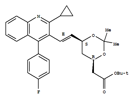 2-((4S,6R)-6-((E)-2-(2-cyclopropyl-4-(4-fluorophenyl)quinolin-3-yl)vinyl)-2,2-dimethyl-1,3-dioxan-4-yl)acetate