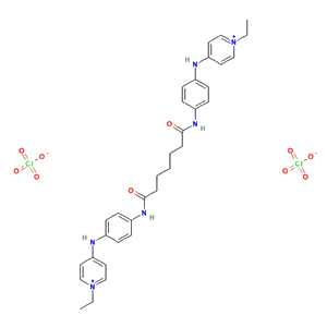 (C33H40N6O2.2ClO4) 4,4'-(Pimeloylbis(imino-p-phenyleneimino))bis(1-ethylpyridinium) diperchlorate;Pyridinium, 4,4&#...