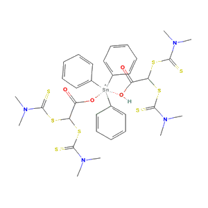 2,2-bis(dimethylthiocarbamoylsulfanyl)acetate; 2,2-bis(dimethylthiocarbamoylsulfanyl)acetic acid; triphenyltin