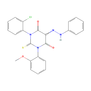 1-(2-chlorophenyl)-3-(2-methoxyphenyl)-5-(phenylhydrazinylidene)-2-sulfanylidene-1,3-diazinane-4,6-dione