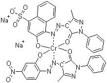 Chromate(2-), [2,4-dihydro-4-[(2-hydroxy-4-nitrophenyl)azo]-5-methyl-2-phenyl-3H-pyrazol-3-onato(2-)][4-[(4,5-dihydro-3-methyl-5-oxo-1-phenyl-1H-pyrazol-4-yl)azo]-3-hydroxy-1-naphthalenesulfonato(3-)]-, disodium
