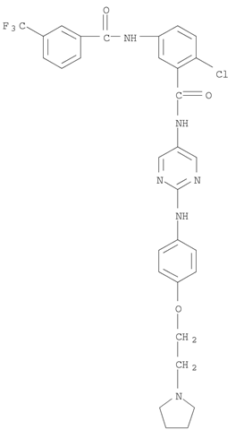2-chloro-N-[2-[4-(2-pyrrolidin-1-ylethoxy)anilino]pyrimidin-5-yl]-5-[[3-(trifluoromethyl)benzoyl]amino]benzamide