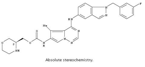 [(3S)-morpholin-3-yl]methyl N-[4-[[1-[(3-fluorophenyl)methyl]indazol-5-yl]amino]-5-methylpyrrolo[2,1-f][1,2,4]triazin-6-yl]carbamate