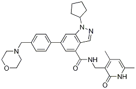 1-cyclopentyl-N-[(4,6-dimethyl-2-oxo-1H-pyridin-3-yl)methyl]-6-[4-(morpholin-4-ylmethyl)phenyl]indazole-4-carboxamide