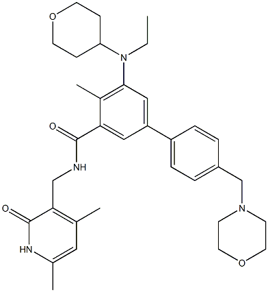 N-[(4,6-dimethyl-2-oxo-1H-pyridin-3-yl)methyl]-3-[ethyl(oxan-4-yl)amino]-2-methyl-5-[4-(morpholin-4-ylmethyl)phenyl]benzamide