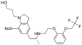 CAS NO.:885340-13-6 1H-Indole-7-carbonitrile, 2,3-dihydro-1-(3-hydroxypropyl)-5-[(2R)-2-[[2-[2-(2,2,2-trifluoroethoxy)phenoxy]ethyl]aMino]propyl]-