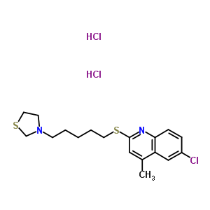 (C18H25Cl3N2S2) 6-Chloro-4-methyl-2-(5-(3-thiazolidinyl)pentylthio)quinoline dihydrochloride;Quinoline, 6-chloro-4-m...