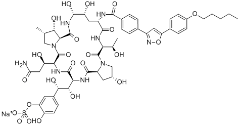 Pneumocandin A0,1-[(4R,5R)-4,5-dihydroxy-N2-[4-[5-[4-(pentyloxy)phenyl]-3-isoxazolyl]benzoyl]-L-ornithine]-4-[(4S)-4-hydroxy-4-[4-hydroxy-3-(sulfooxy)phenyl]-L-threonine]-