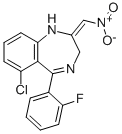 7-Chloro-1,3-dihydro-5-(2-fluorophenyl)-2-nitromethyl-ene-2H-1,4-benzodiazepine