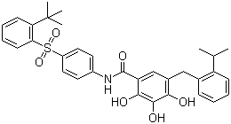 N-[4-[(2-tert-Butylphenyl)sulfonyl]phenyl]-2,3,4-trihydroxy-5-[(2-isopropylphenyl)methyl]benzamide  