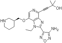 4-[2-(4-amino-1,2,5-oxadiazol-3-yl)-1-ethyl-7-[[(3S)-piperidin-3-yl]methoxy]imidazo[4,5-c]pyridin-4-yl]-2-methylbut-3-yn-2-ol