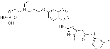 2-{Ethyl[3-({4-[(5-{2-[(3-fluorophenyl)amino]-2-oxoethyl}-1H-pyra zol-3-yl)amino]-7-quinazolinyl}oxy)propyl]amino}ethyl dihydrogen phosphate